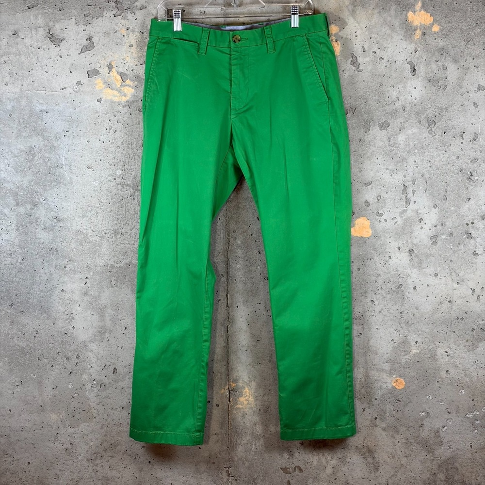 Tommy Hilfiger THFLEX Chino Pants Mens 32/30 Green Cotton Stretch Straight Leg